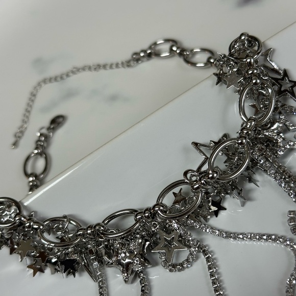 Statement Silver Star Charm Necklace - Picture 2 of 8